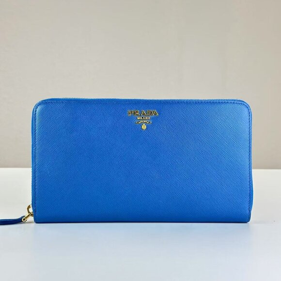 Prada Blue Saffiano Leather Wallet - Picture 1 of 8